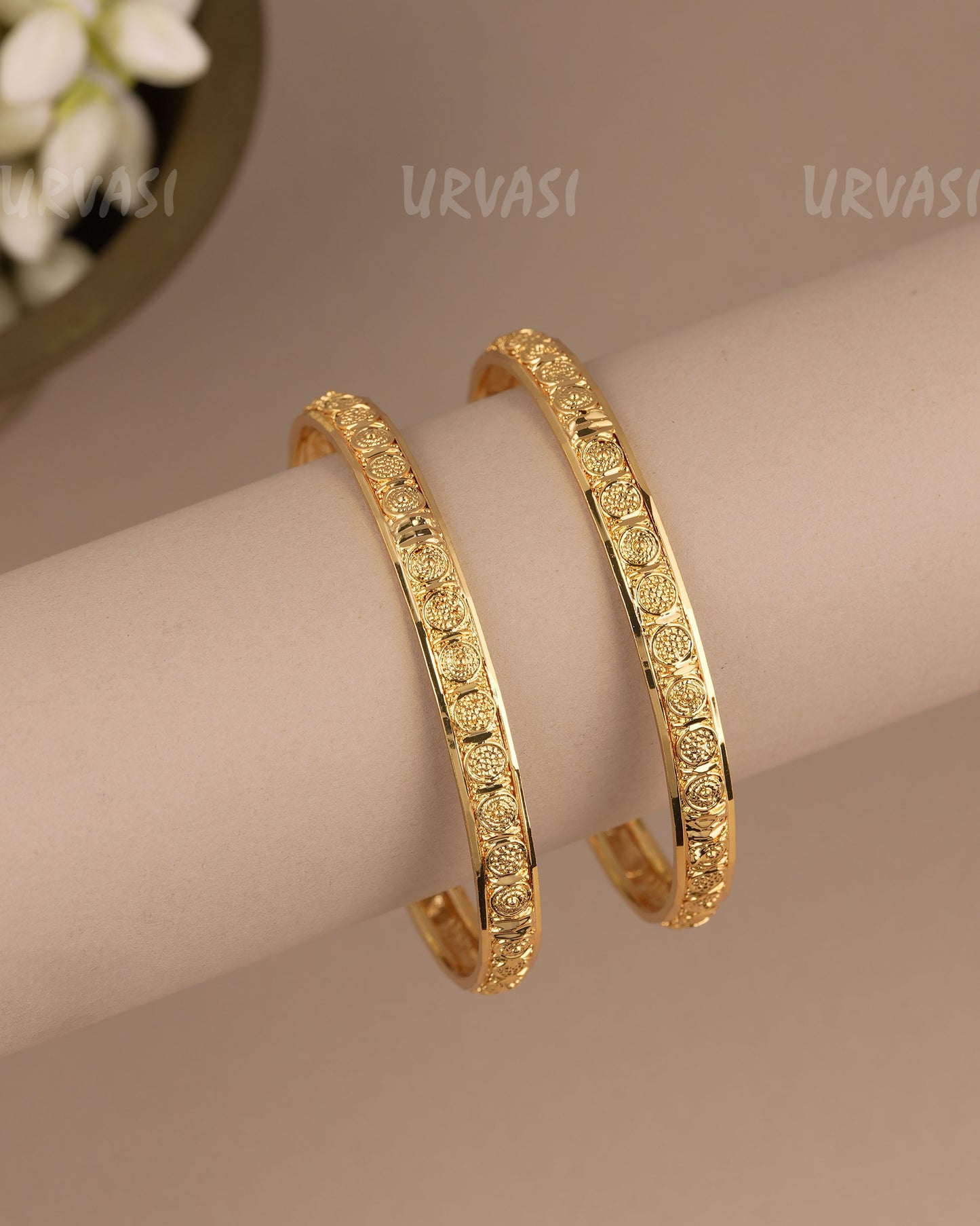 Gold-Polish Traditional Bangles(Set Of Two) BA 512