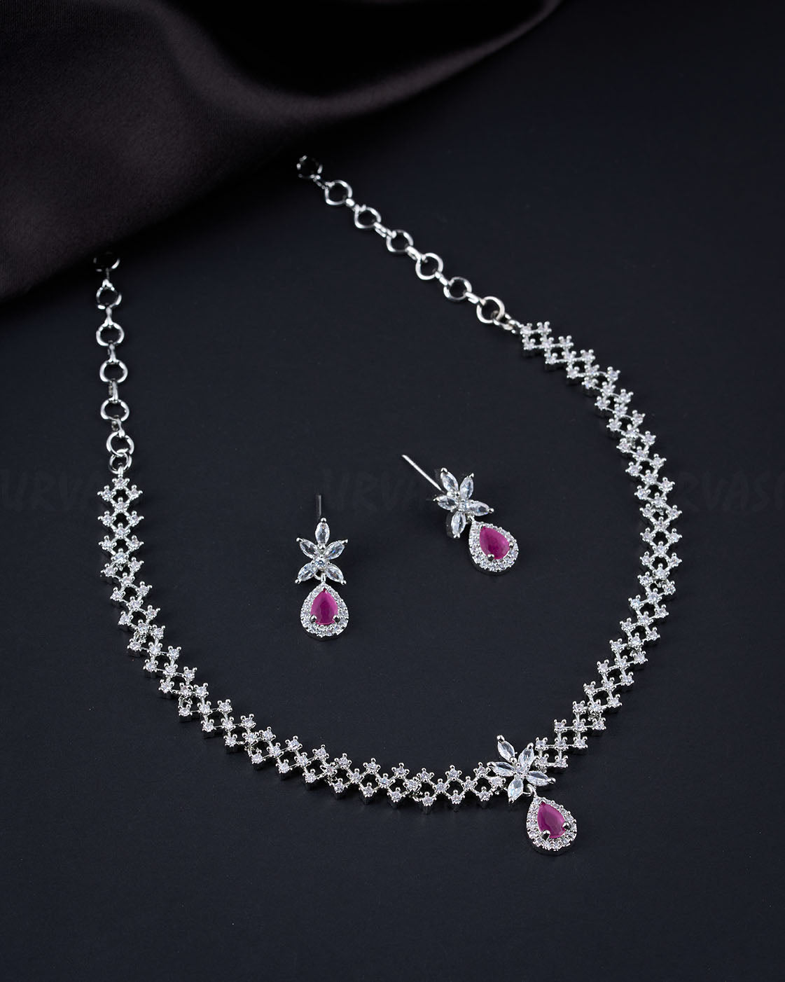 Rhodium Polish AD Necklace 597