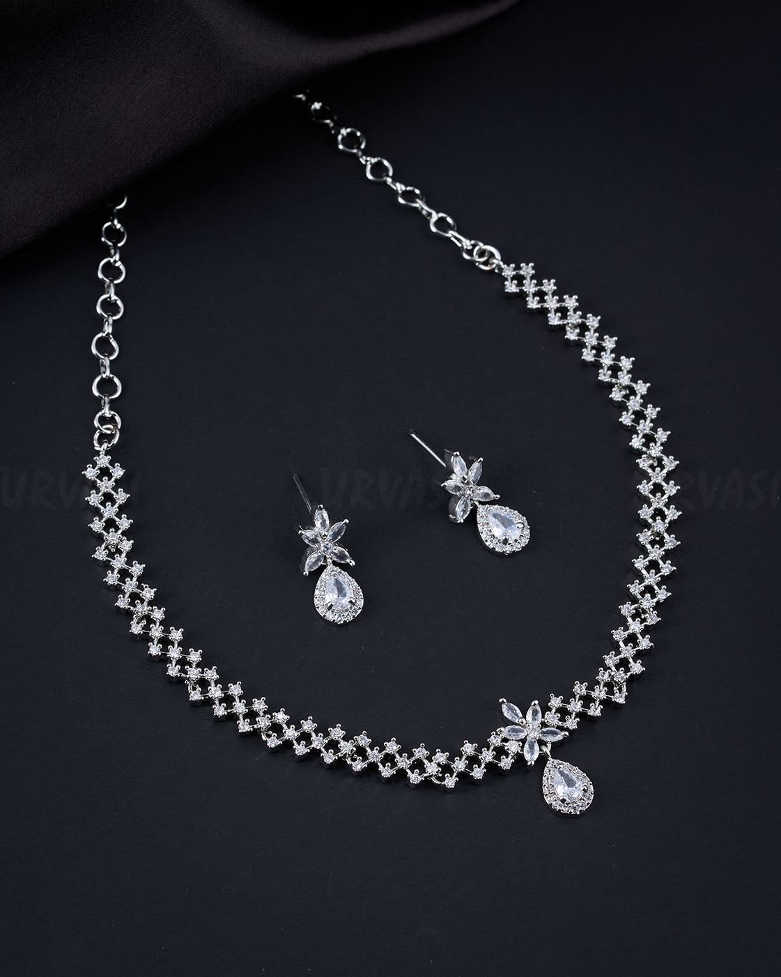 Rhodium Polish AD Necklace 616
