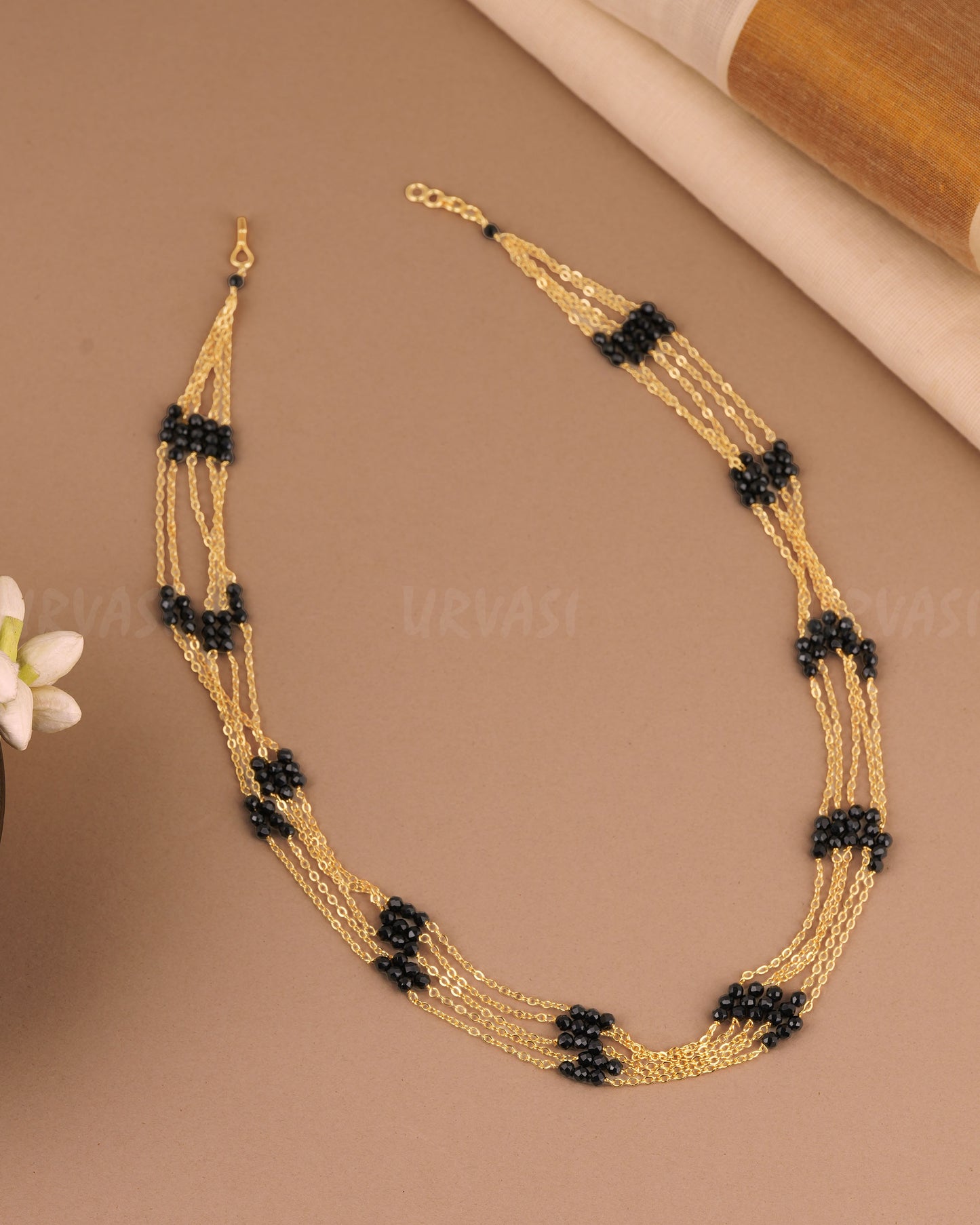 Gold-Toned Beaded Five-Layer Mala MA 152