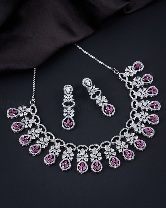 Premium Rhodium Polish AD Necklace 626