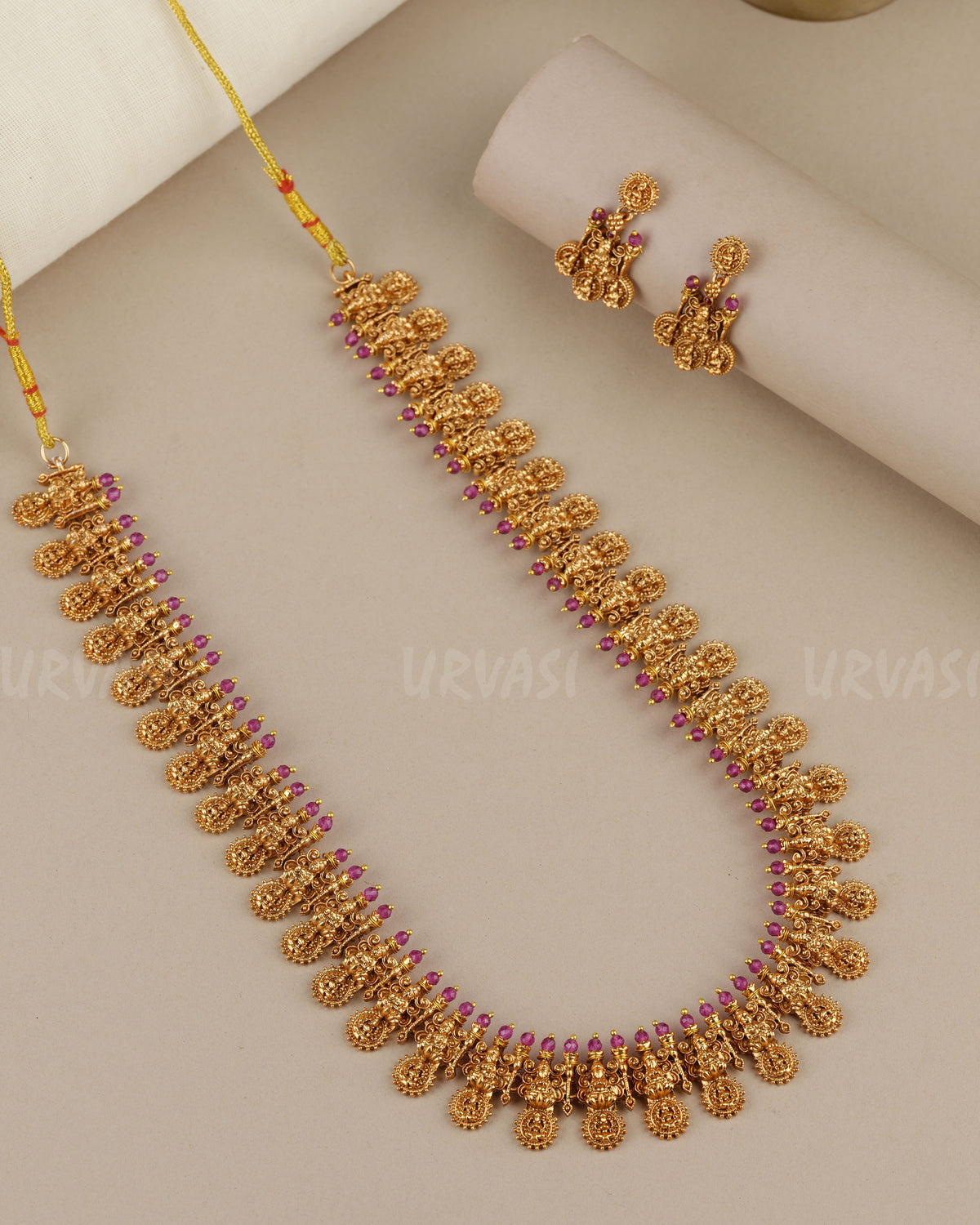 Gold-Toned Traditional Lakshmi Long Necklace 1898