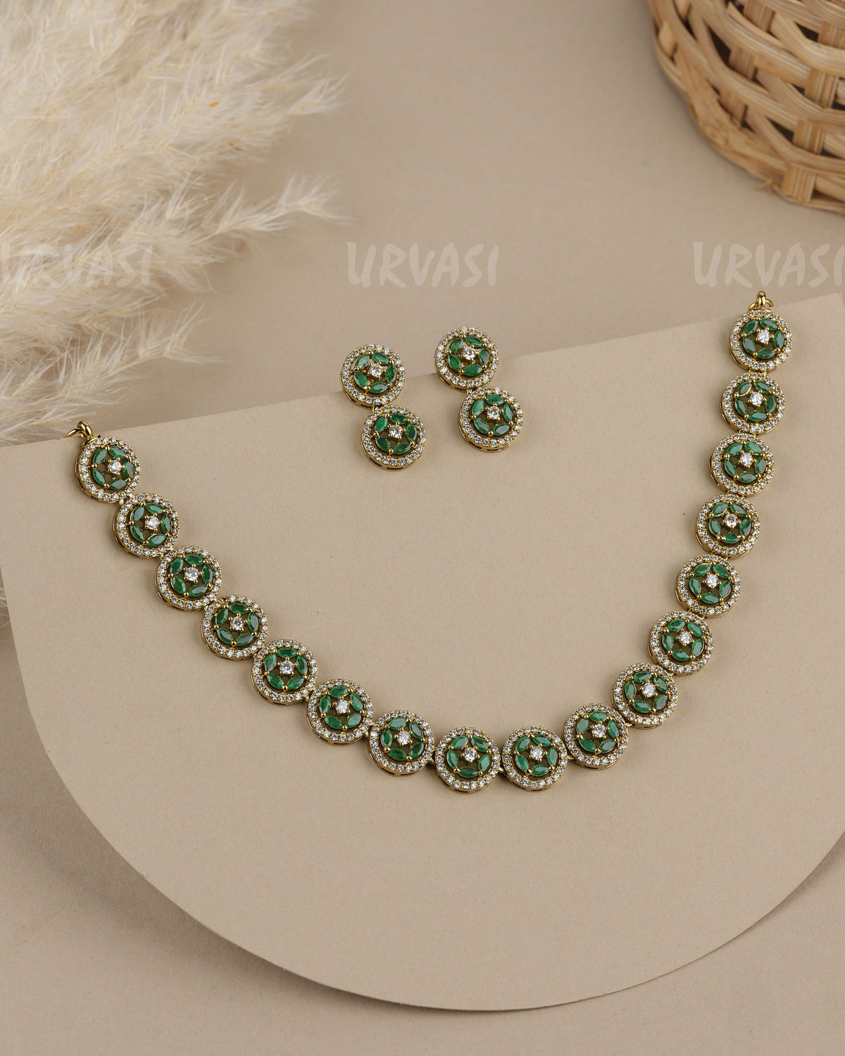 Mehendi Polish Choker AD Necklace 1945
