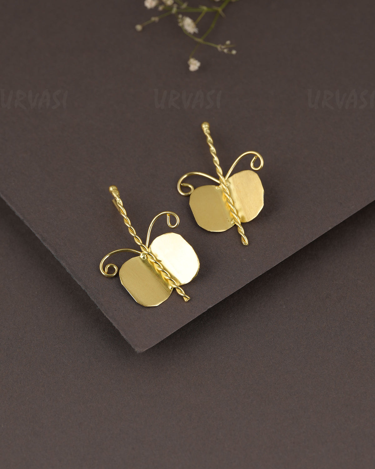 Gold-Polish Butterfly-Shaped Earring ER 1310