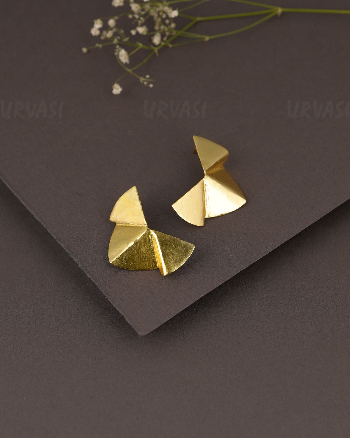 Gold-Polish Geometric Shape Earring ER 1296