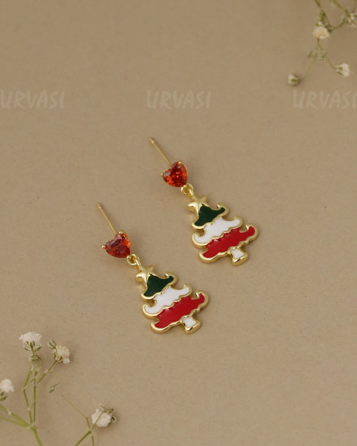 Enamel Christmas Tree Drop Earrings ER 1343