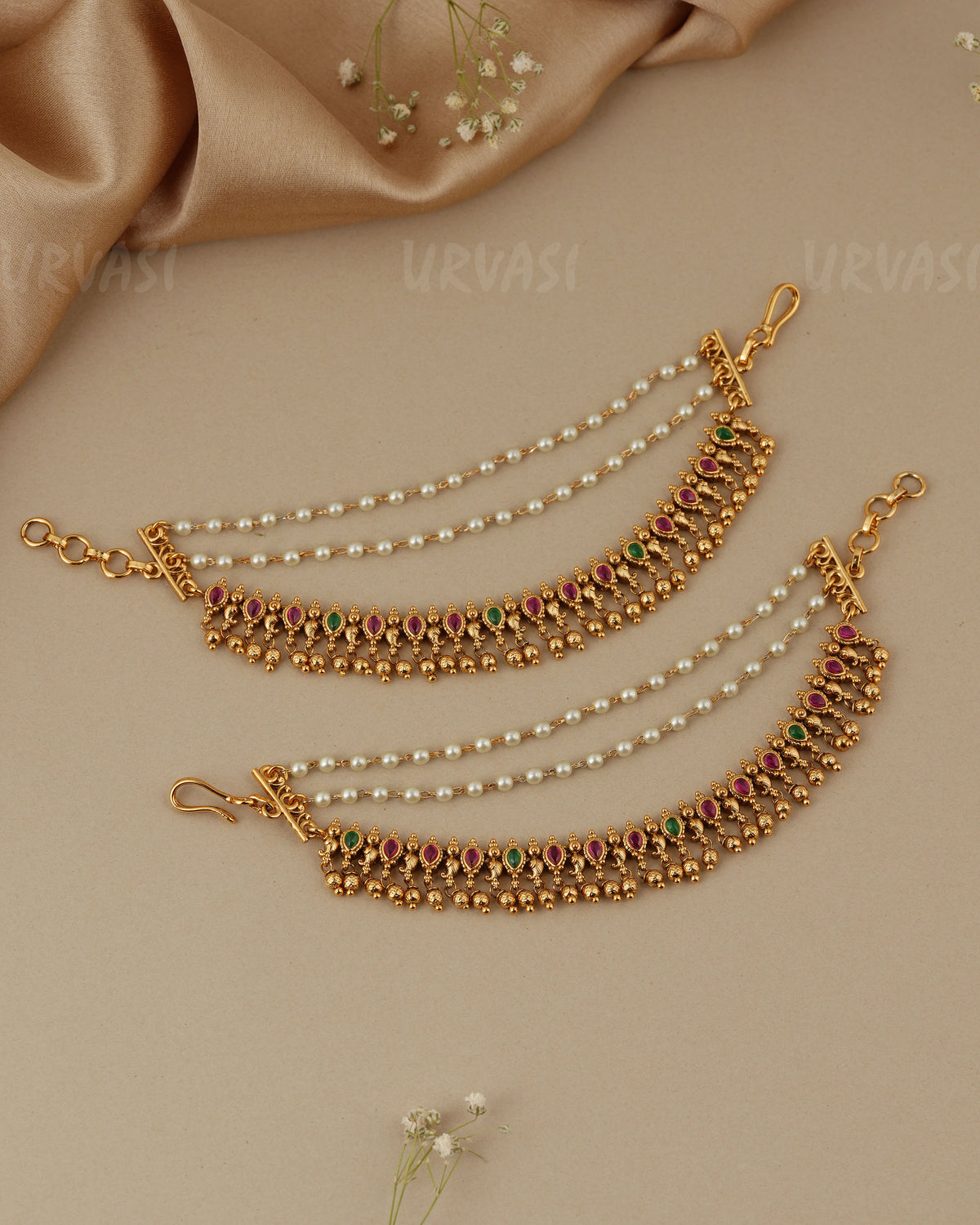 Gold-Toned Three-Layer Ear Chain EC 112