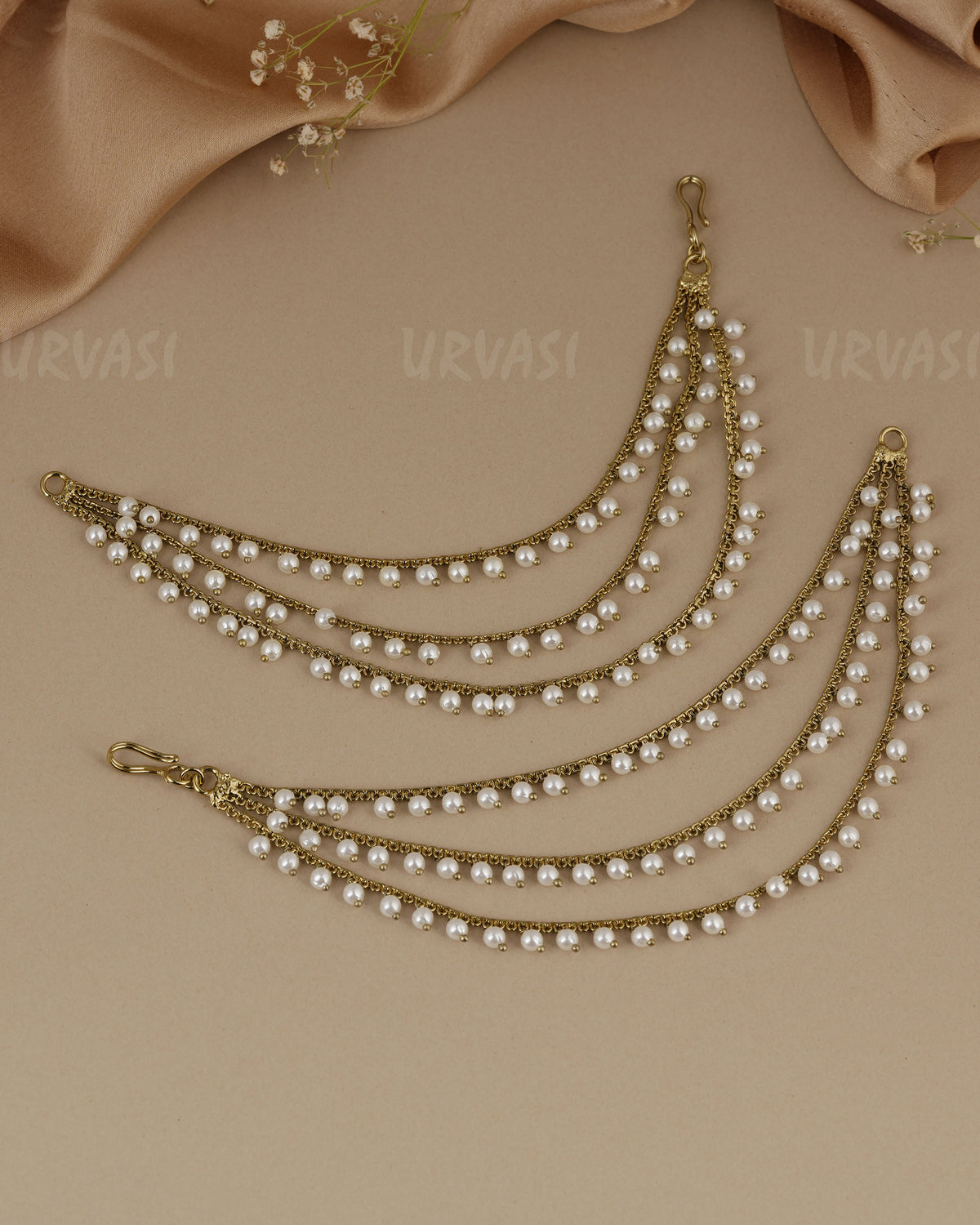 Three Layer Mehendi Beads Ear Chain EC 122