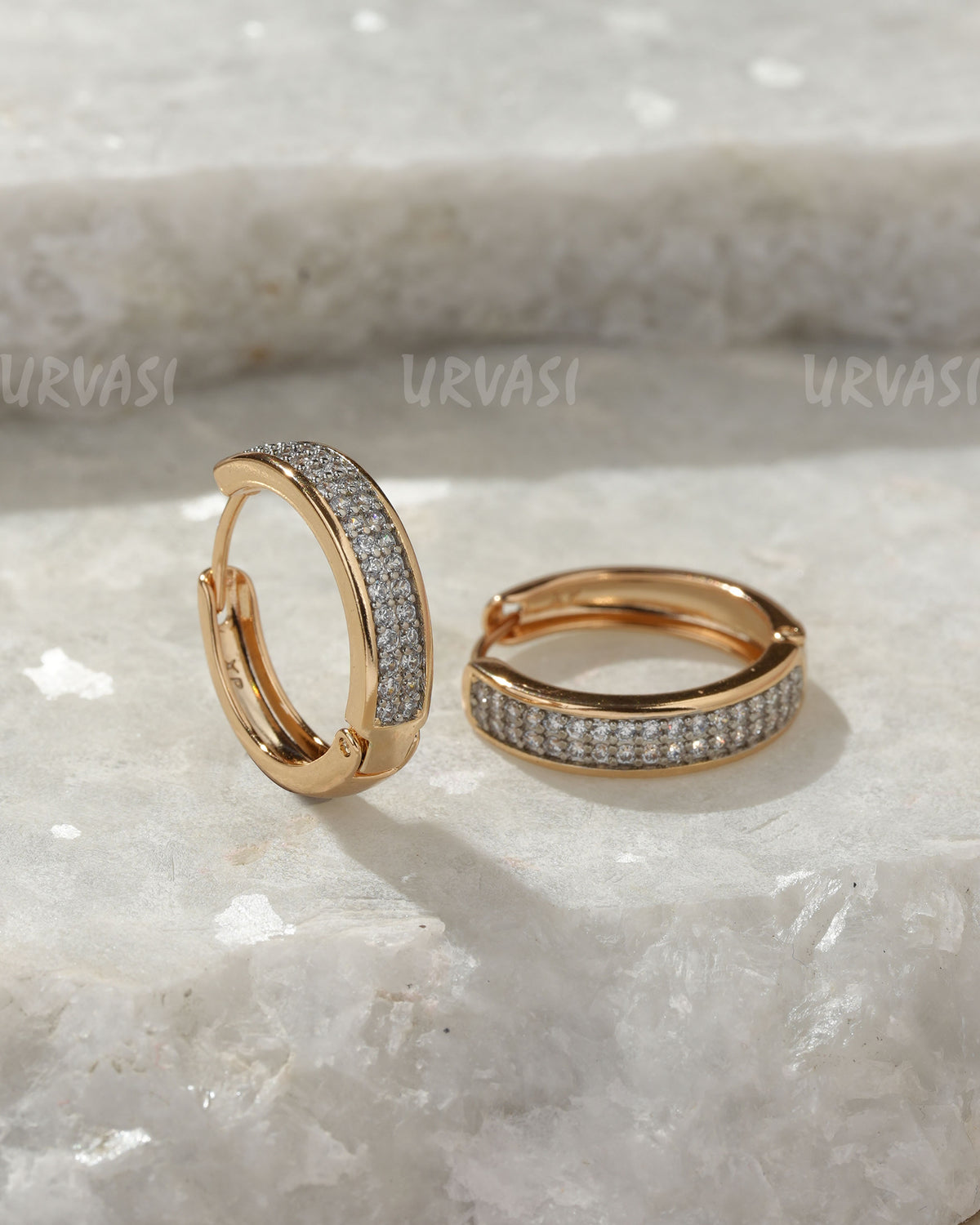 18K Gold Plated Cubic Zirconia Hoop Earrings (AD) ER 1383