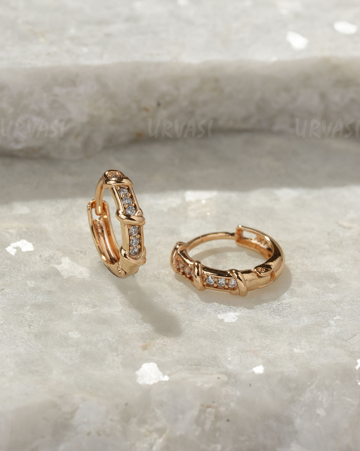 18K-Gold Polish Cubic Zirconia Hoop Earrings (AD) ER 1404