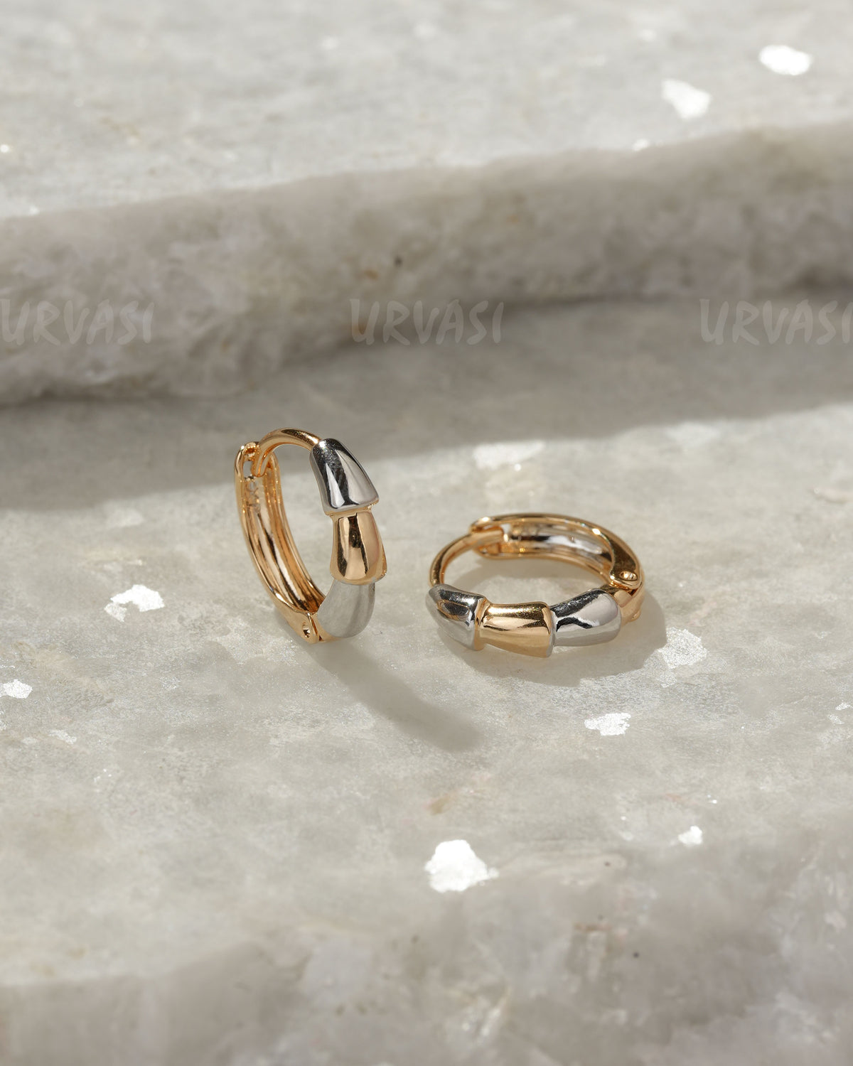 Gold-Rhodium Polish Hoop Earring ER 1393