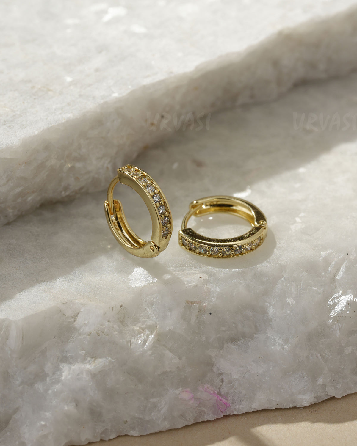 Gold-Toned Cubic Zirconia Hoop Earrings ER 1411