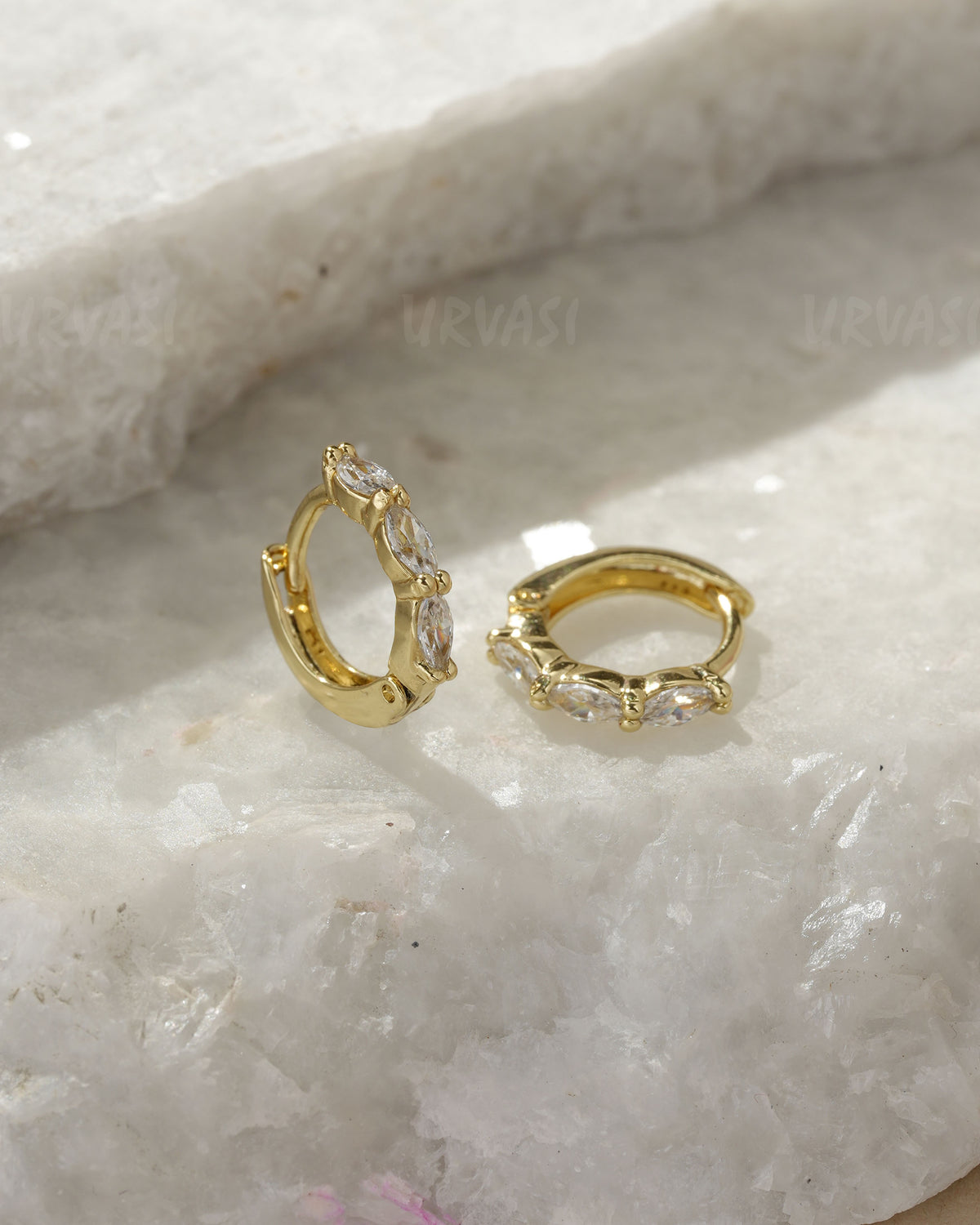 Gold-Plated Marquise Crystal Hoop Earrings ER 1428