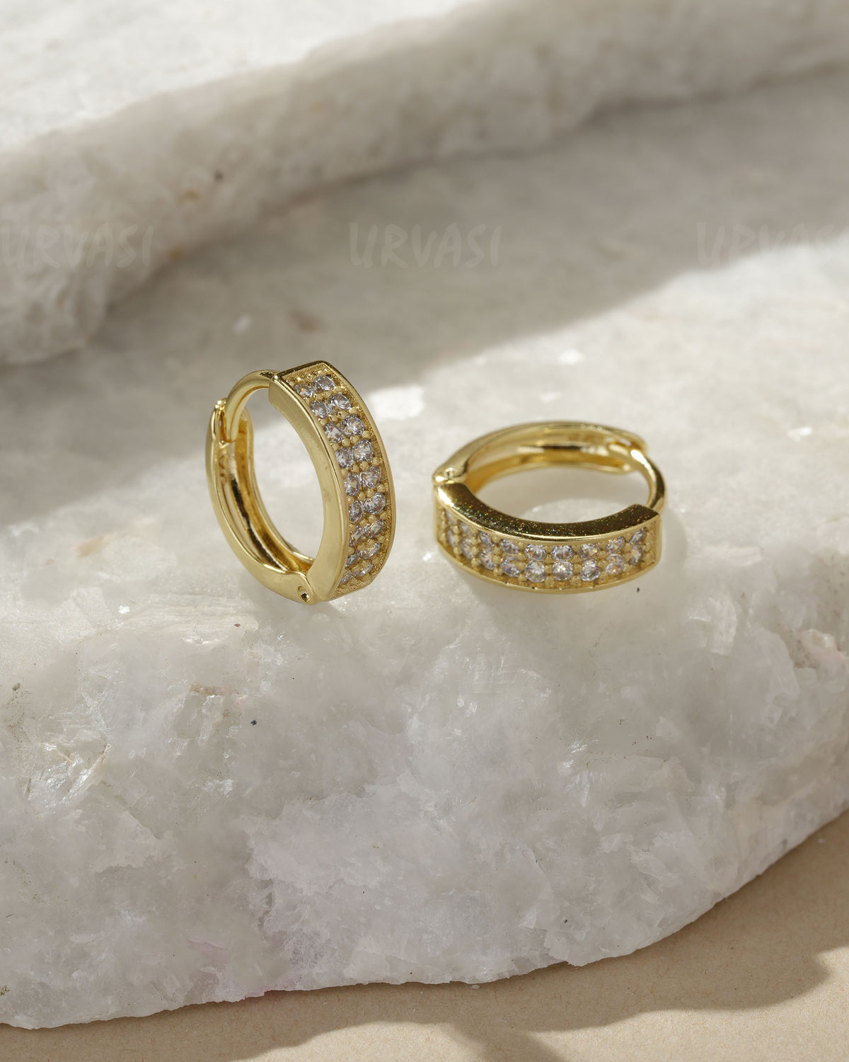 Gold-Plated Cubic Zirconia Hoop Earrings ER 1429