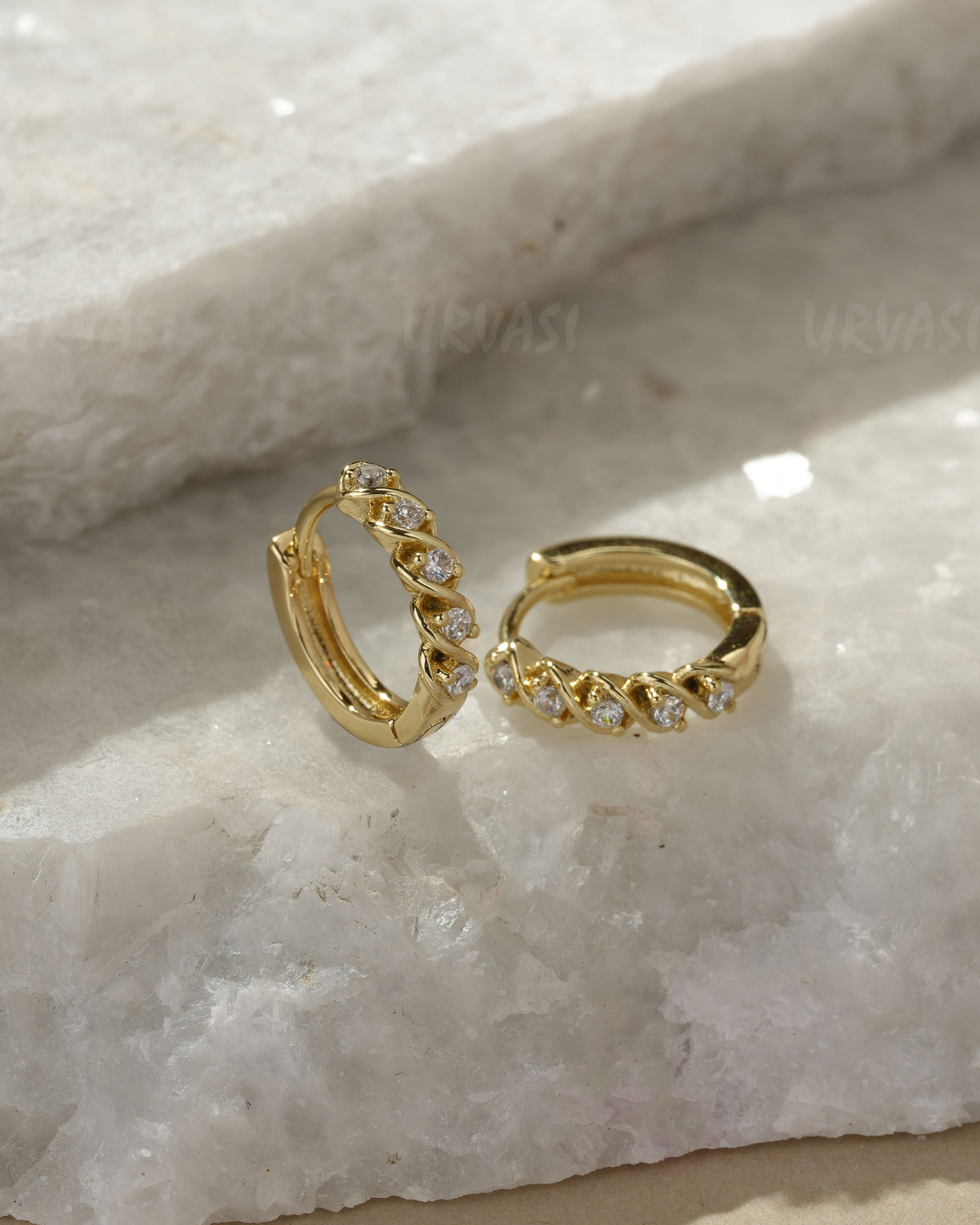 Gold-Toned Twisted Huggie Hoop Earrings ER 1426