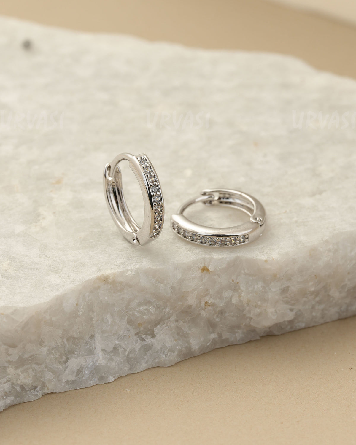 Rhodium-Polish Hoop Earrings (AD) ER 1436