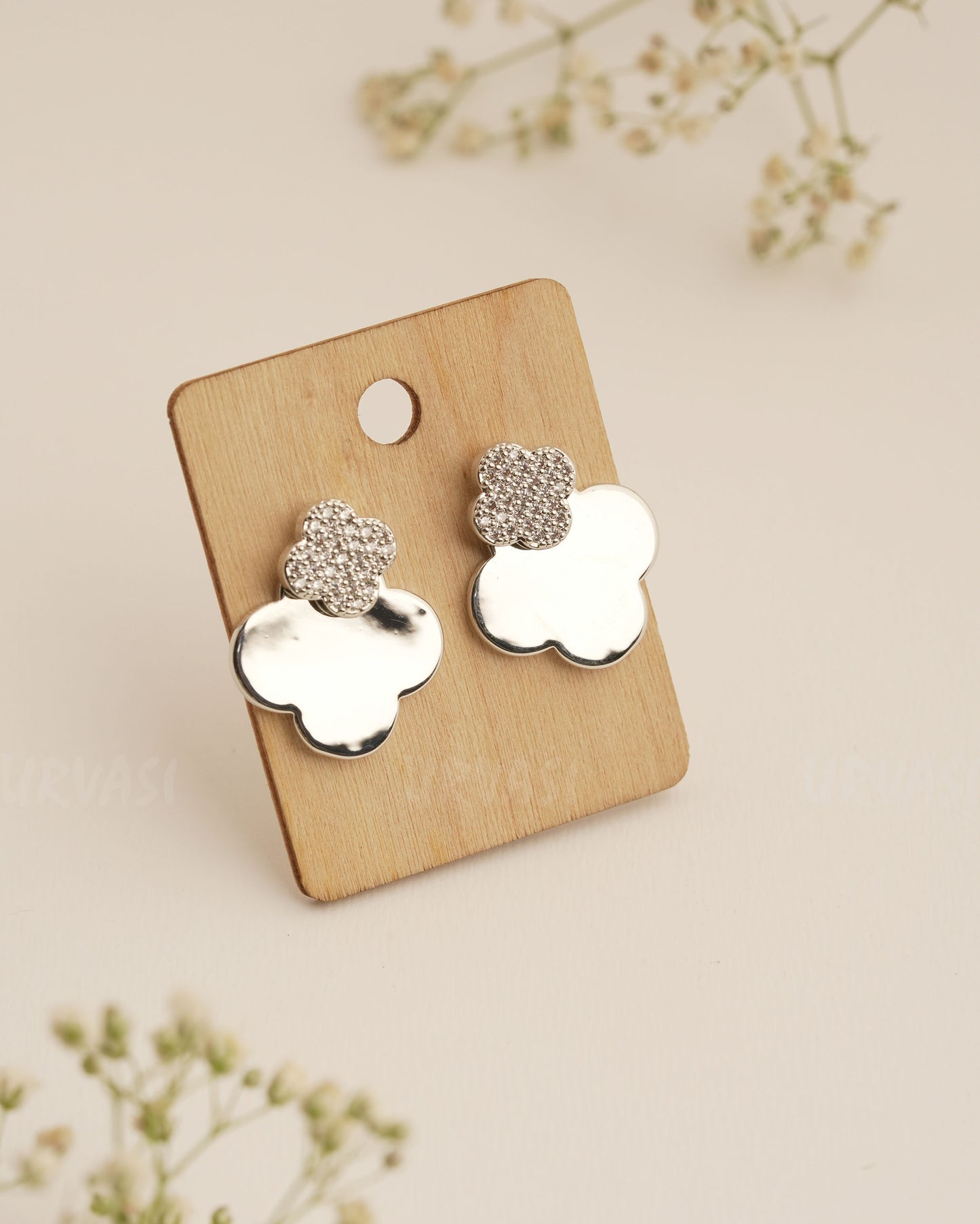 Rhodium Polish Trendy Imported AD Earrings ER 276