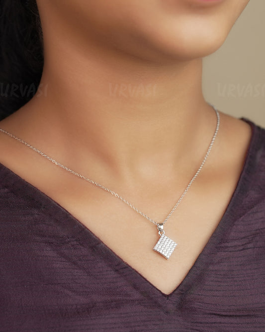 Rhodium Polish Squared Off AD Simple Chain SC 86