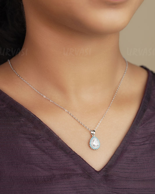 Rhodium polish Tear Drop AD Simple Chain SC 84