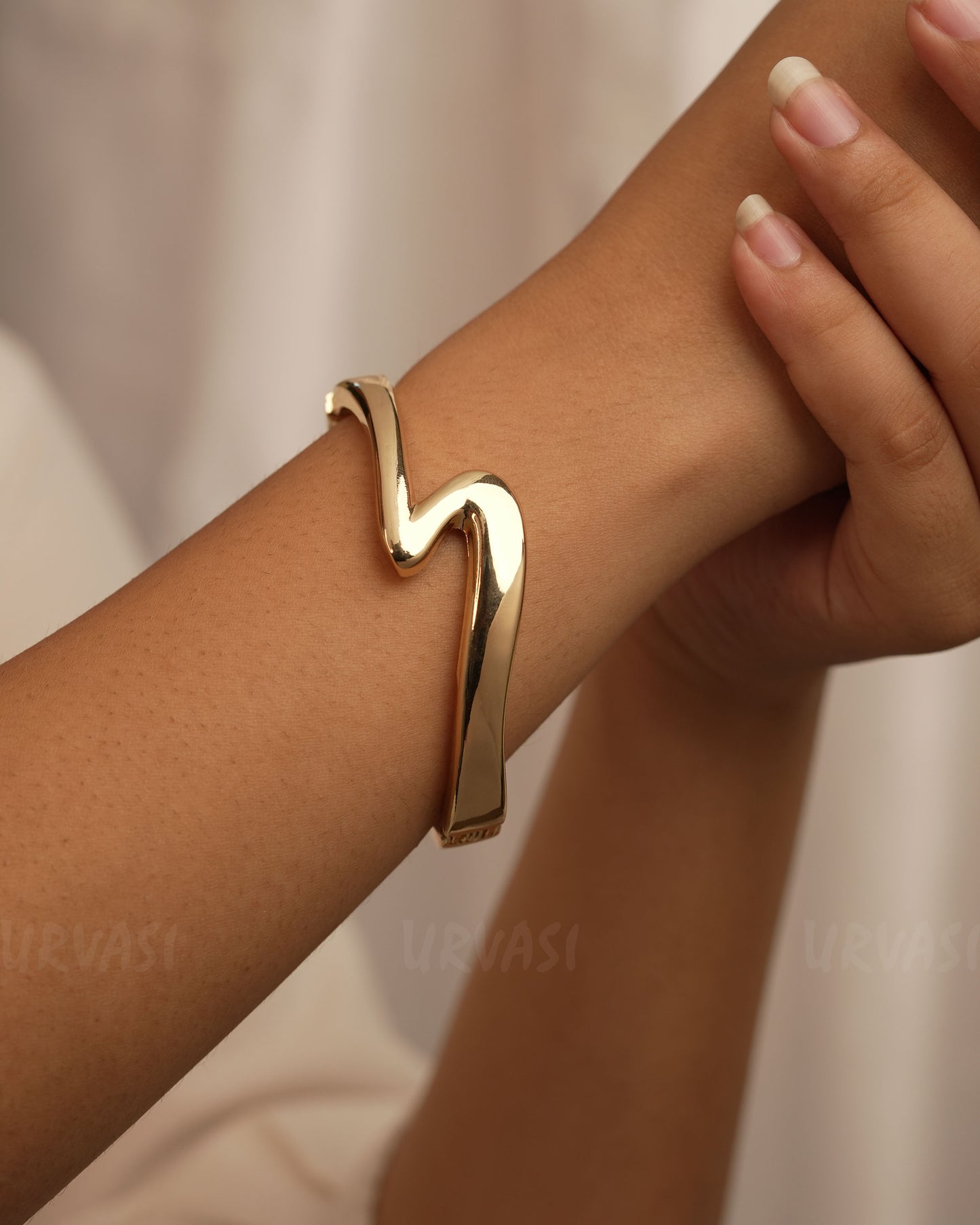 Gold Polish Statement Cuff Bangle BA 311