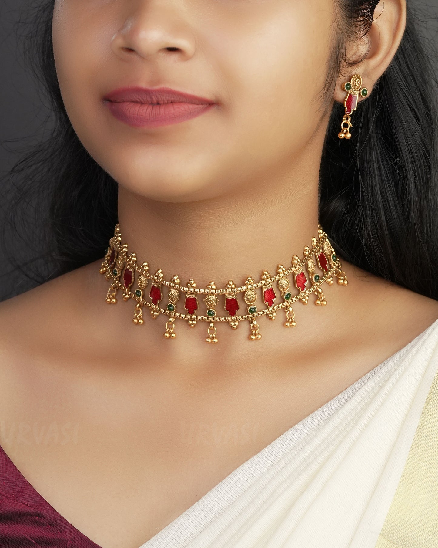 Gold-Toned Palakka Version Choker Necklace 1056