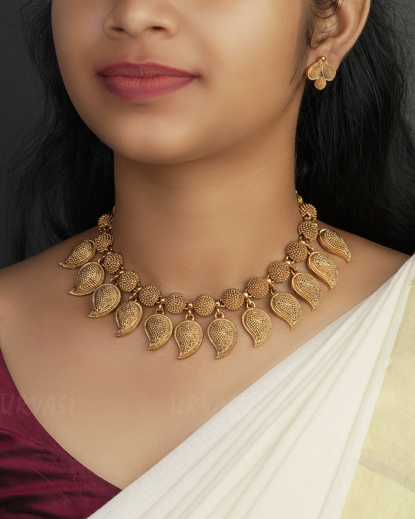 Gold-Toned Mango Designed Necklace 1052