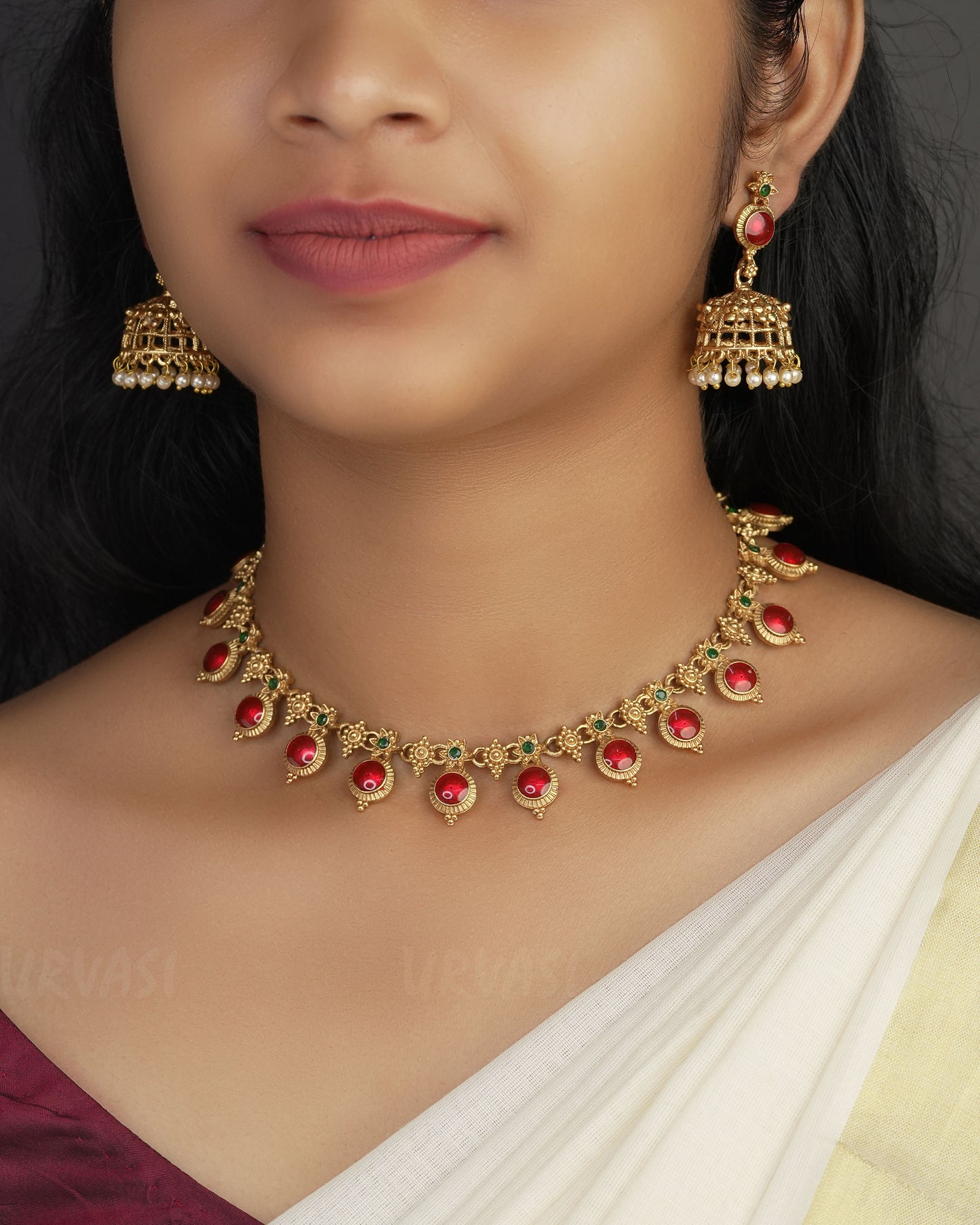 Gold-Toned Palakka version Necklace 1047