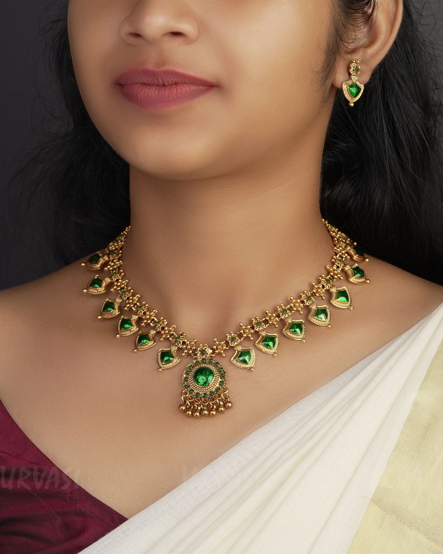 Gold-Toned Palakka version Necklace 1045