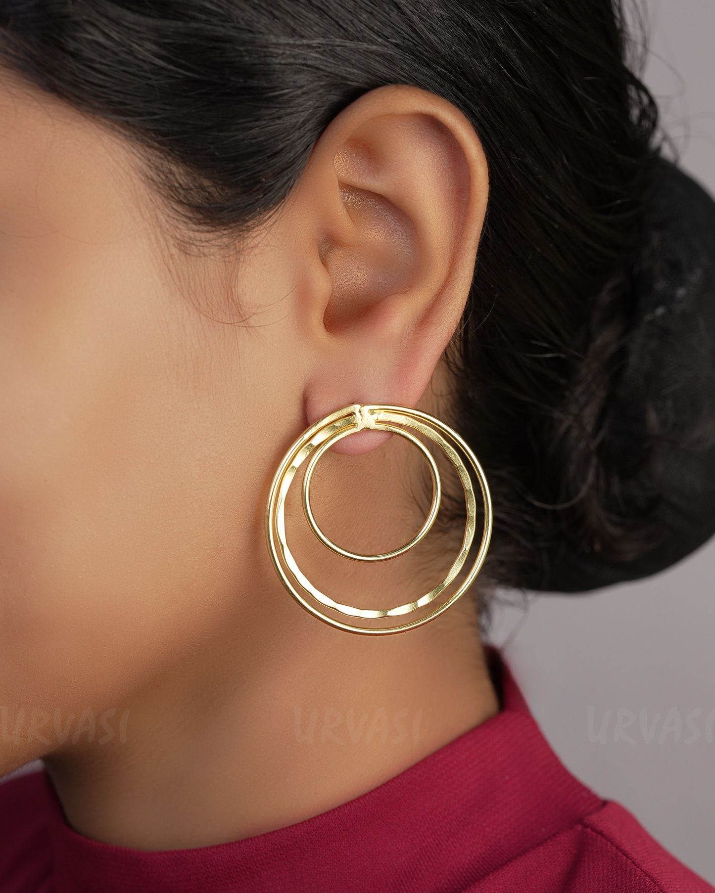 Gold-Toned Filigree Circular Shaped Earrings ER 477