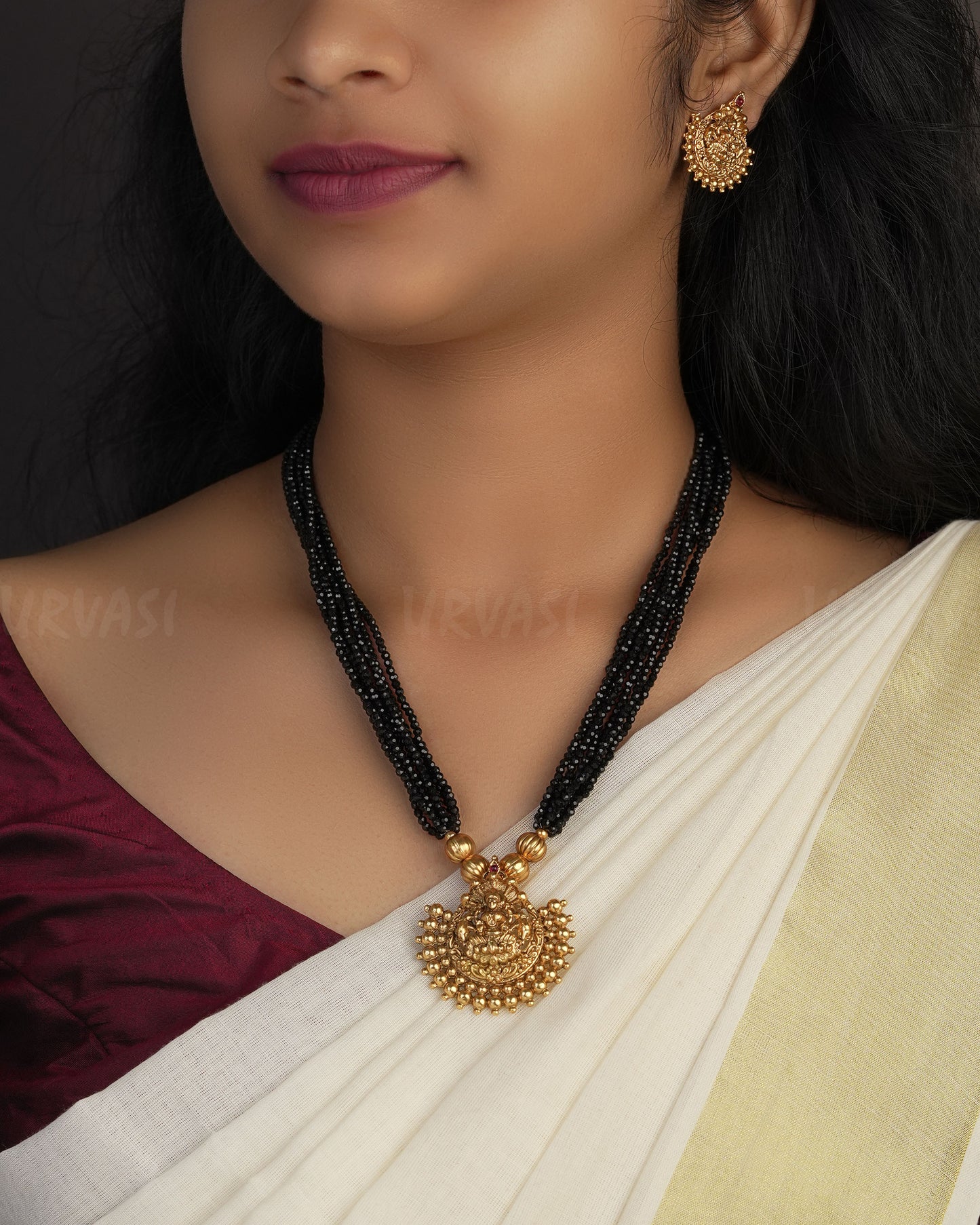 Gold-Toned Muti-Strand Lakshmi Long Necklace 1070