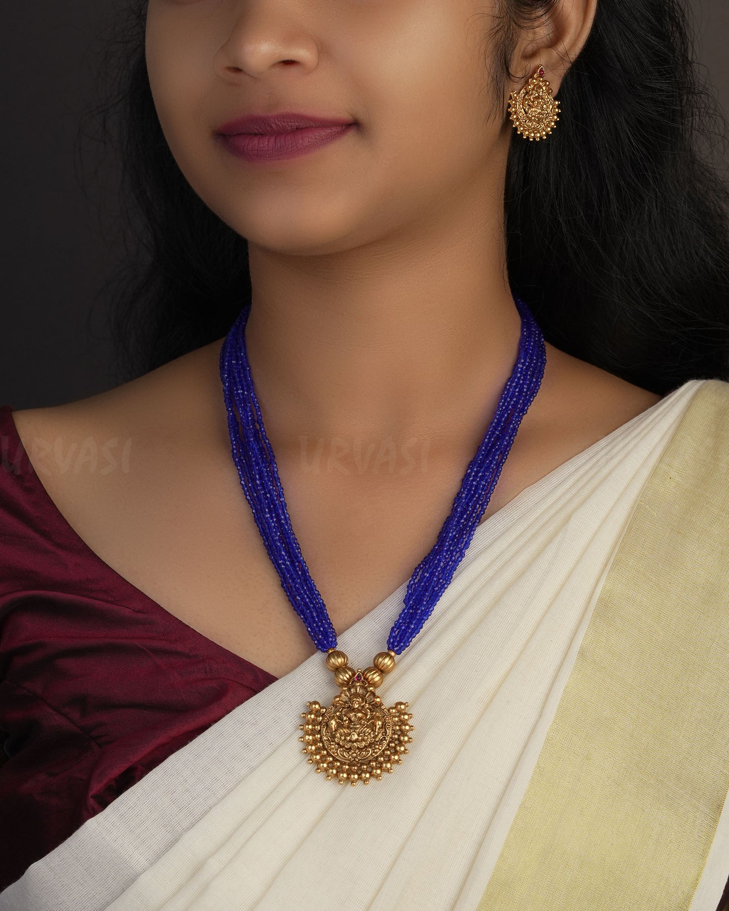 Gold-Toned Muti-Strand Lakshmi Long Necklace 1069