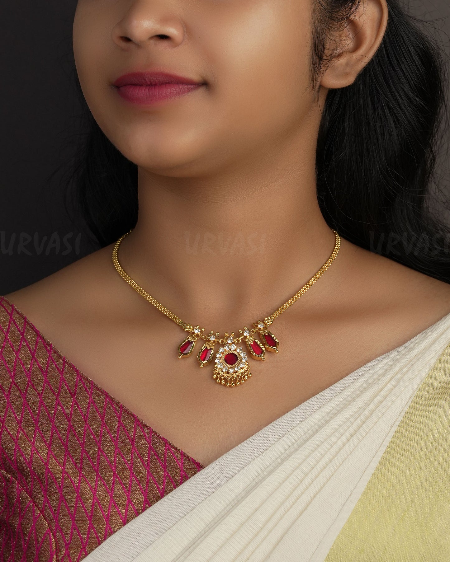 Gold-Toned Traditional 2+2 Nagapadam Necklace 1131