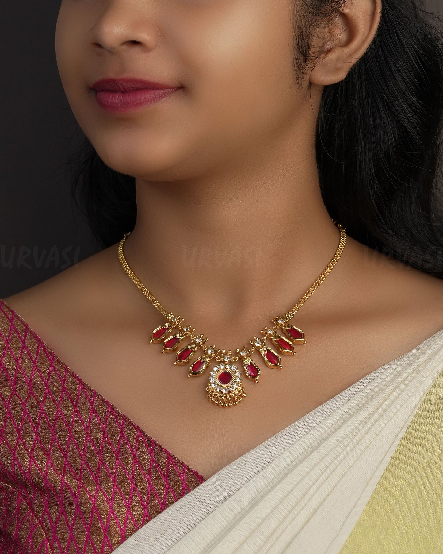 Gold-Toned Traditional 4+4 Traditional Nagapadam Necklace 1135