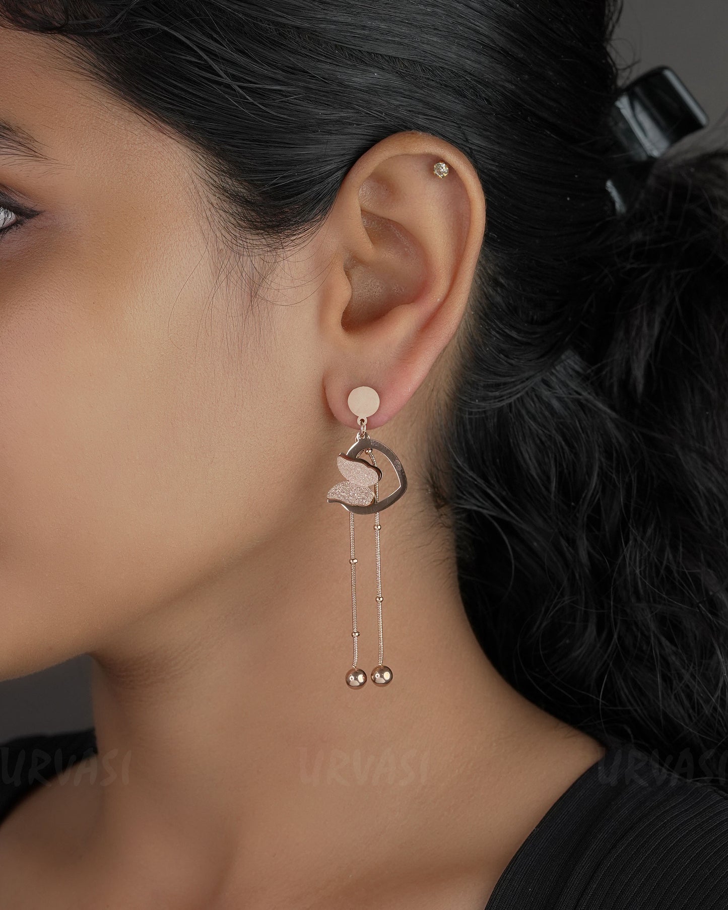 RoseGold-Toned Flutterby Anti-Tarnish Dangle Earrings ER 549