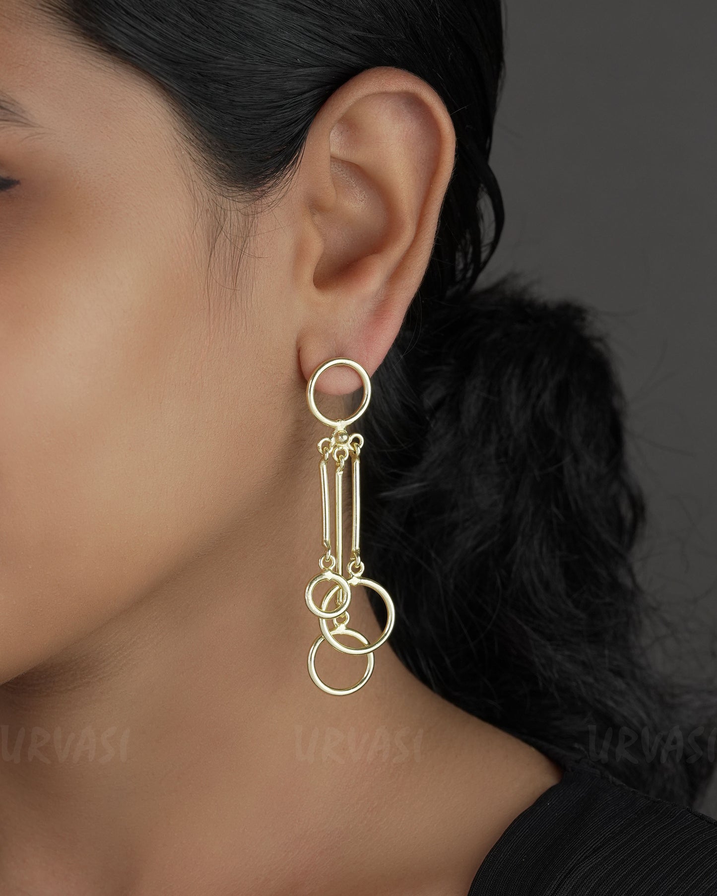 Gold-polish Dove Circle Tassel Earrings ER 740