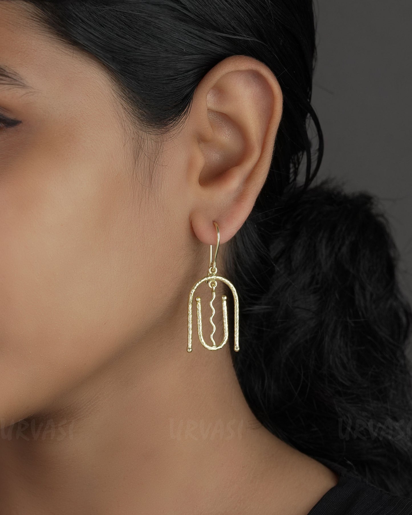 Matte-gold Finish Dangle Earrings ER 725