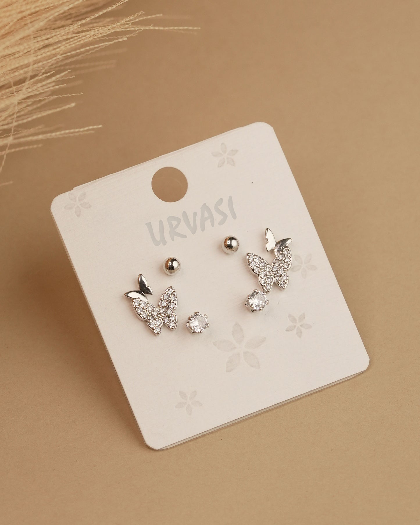 Butterfly Designed Stone Stud Earrings ER 759