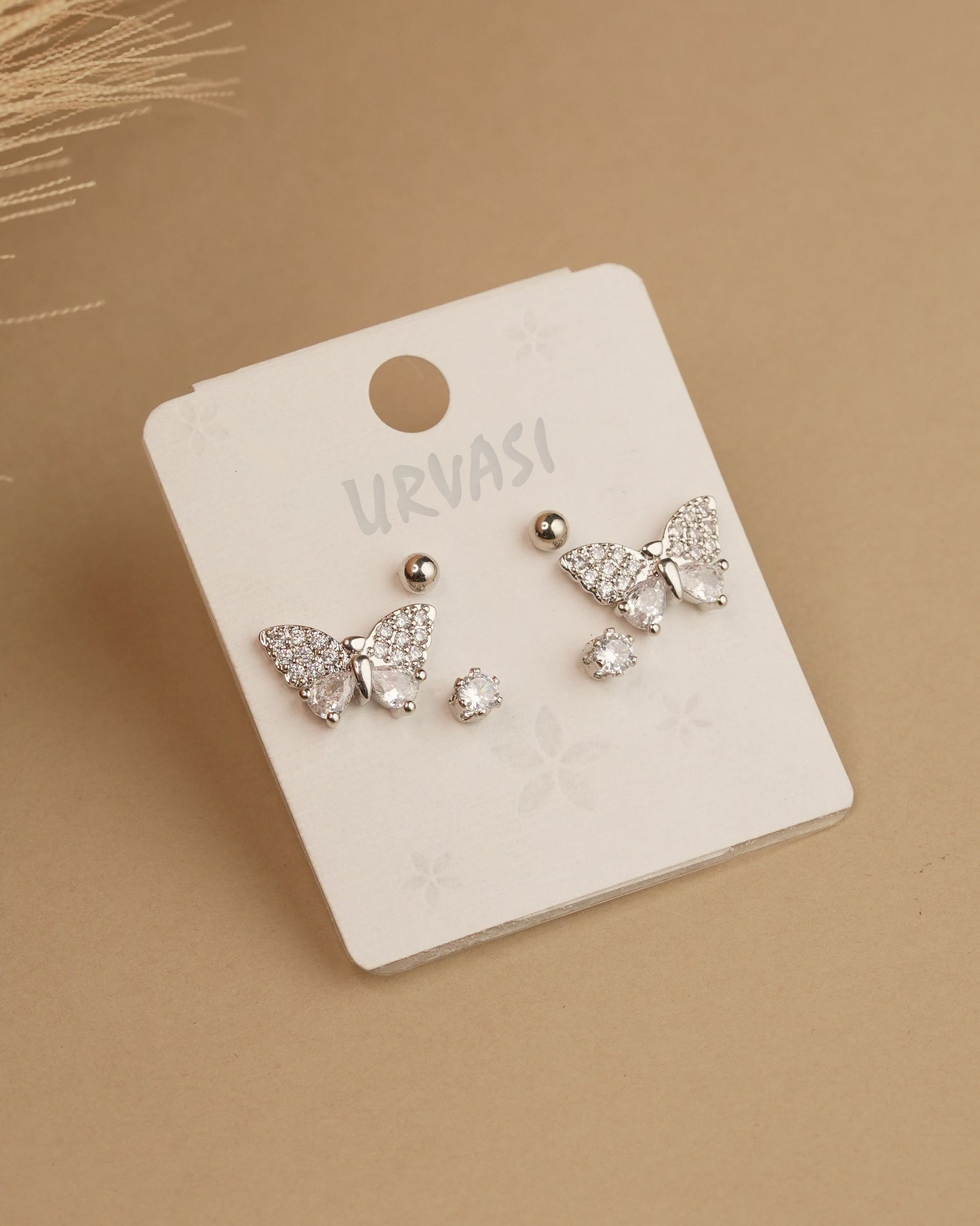 Butterfly Designed Stone Stud Earrings ER 760