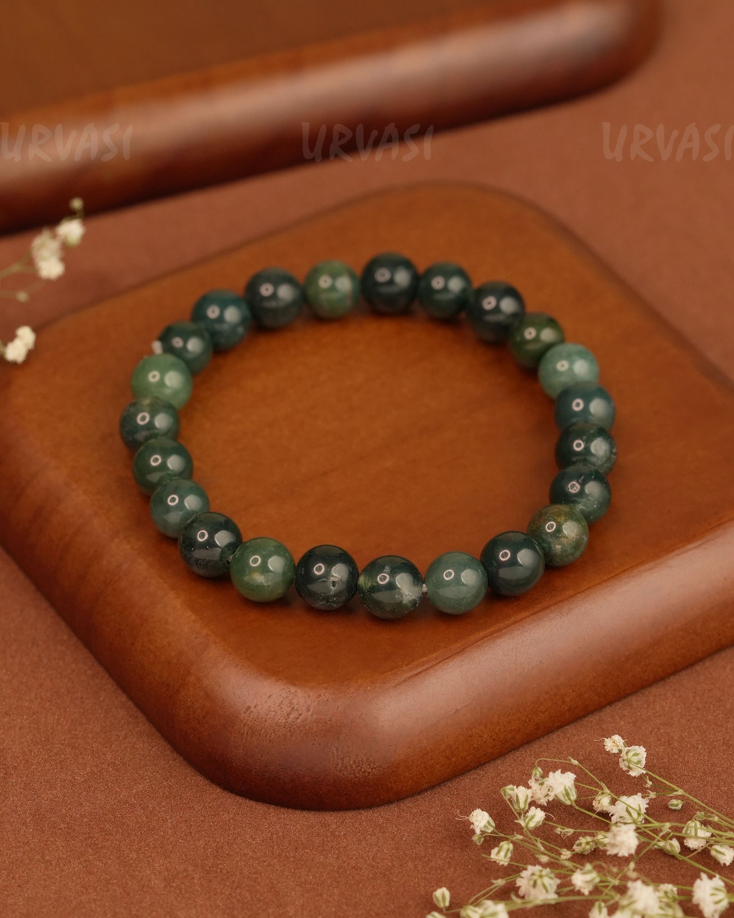 Hand-Made Moss-Agate Stretchable Bracelet BR 01