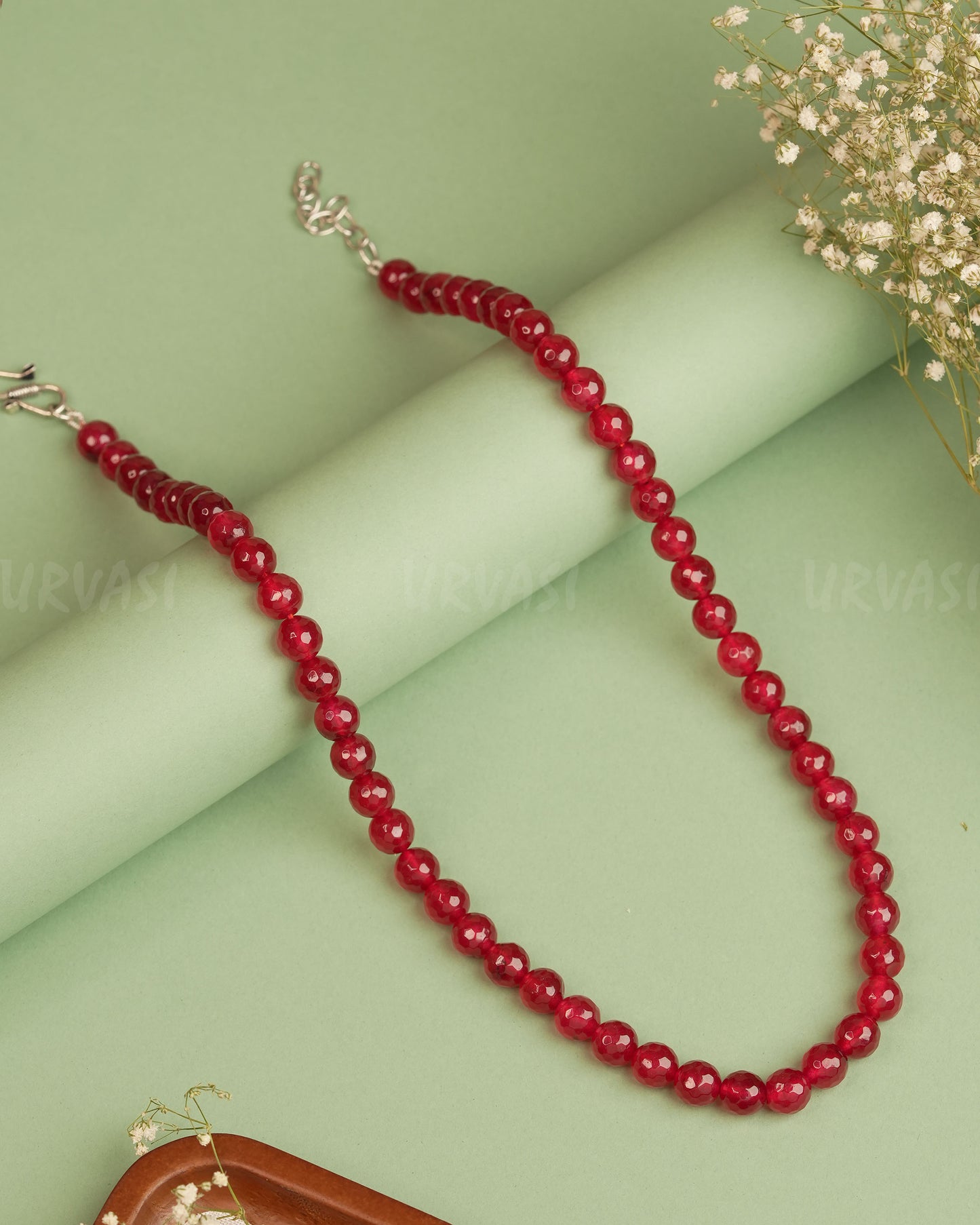 Red-Jade Rondelle Precious Stone Mala MA 060