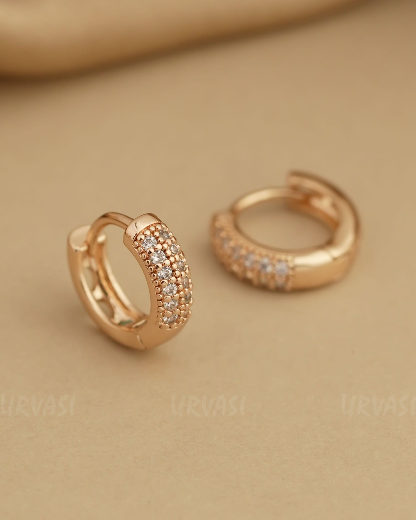 Rose-Gold Polish Huggie Hoop AD Earrings ER 797