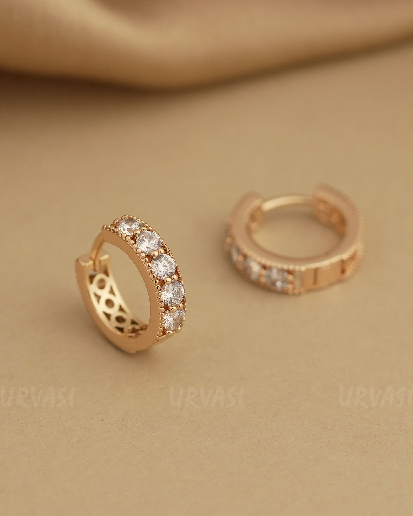 Gold-Polish Diamond Eternity Hoop Earrings ER 803
