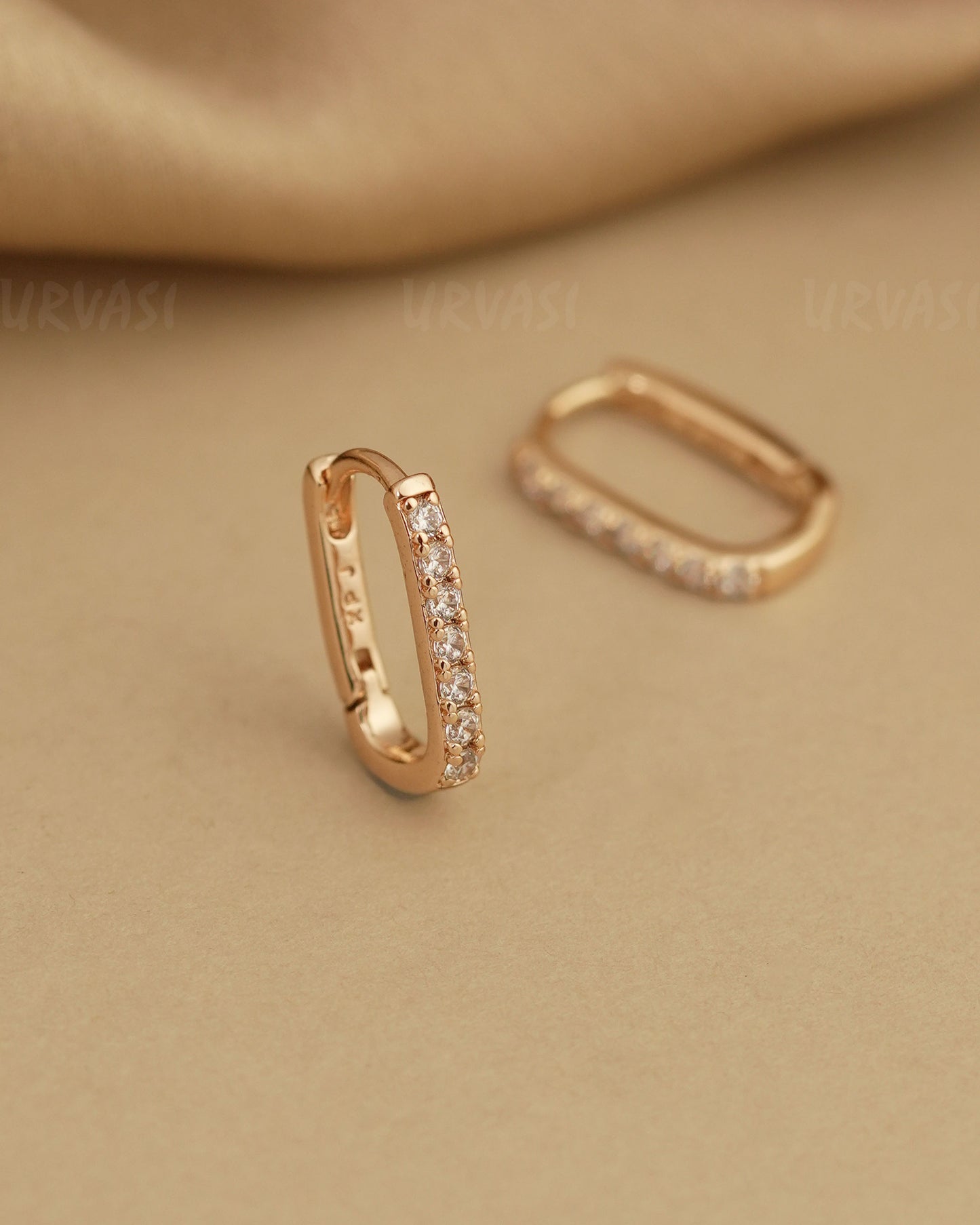 Rhodium Polish U-Shaped AD Earrings ER 481
