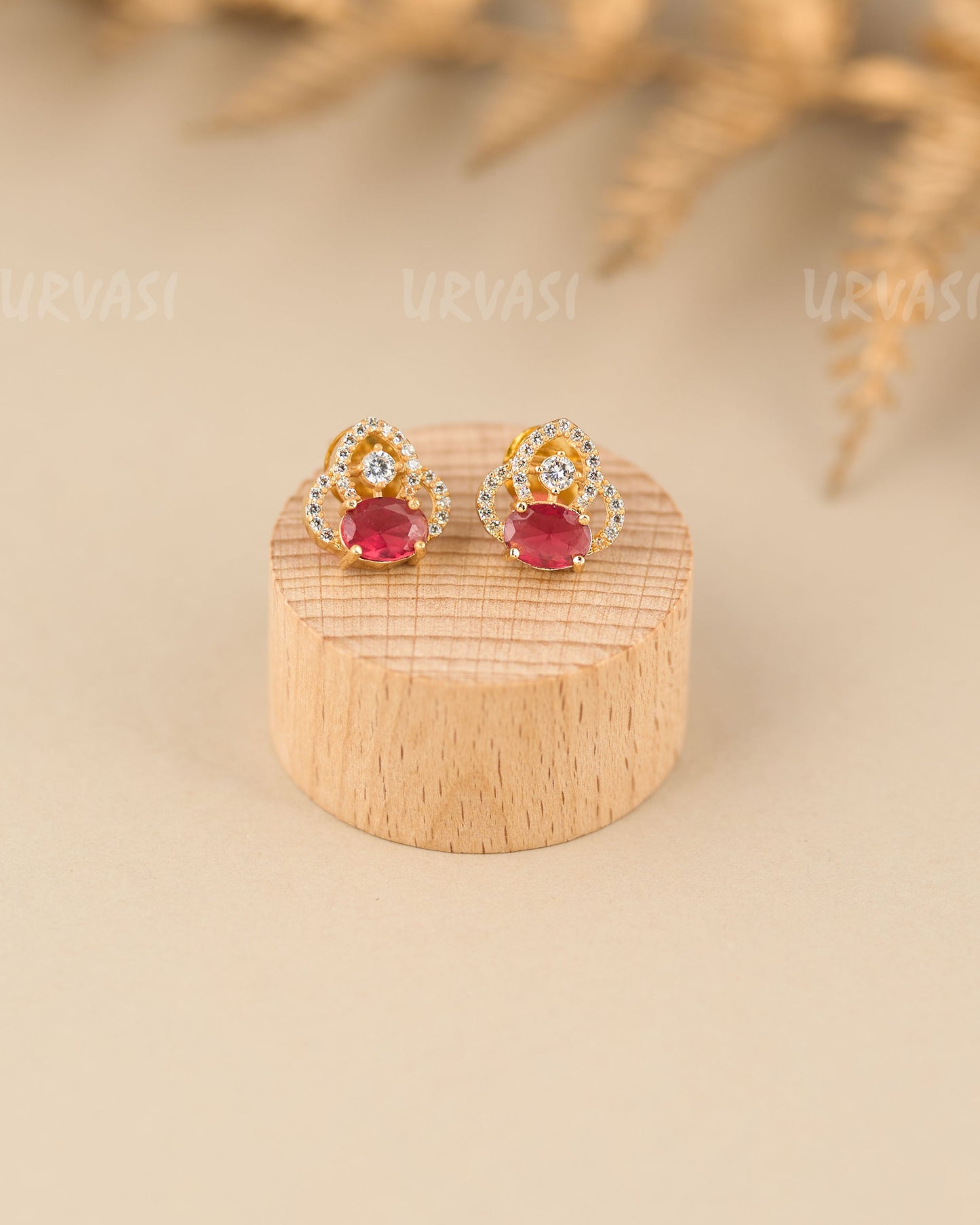 Gold Polish Pear-Shaped Gemstone Earrings ER 860