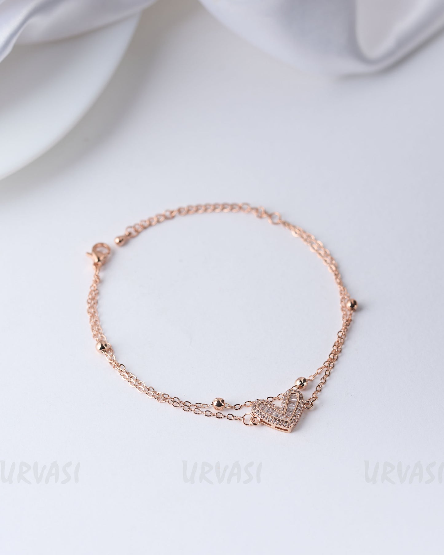 Rose-Gold Polish Double-Layer Heart Shaped Anti-Tarnish Bracelet BR 31
