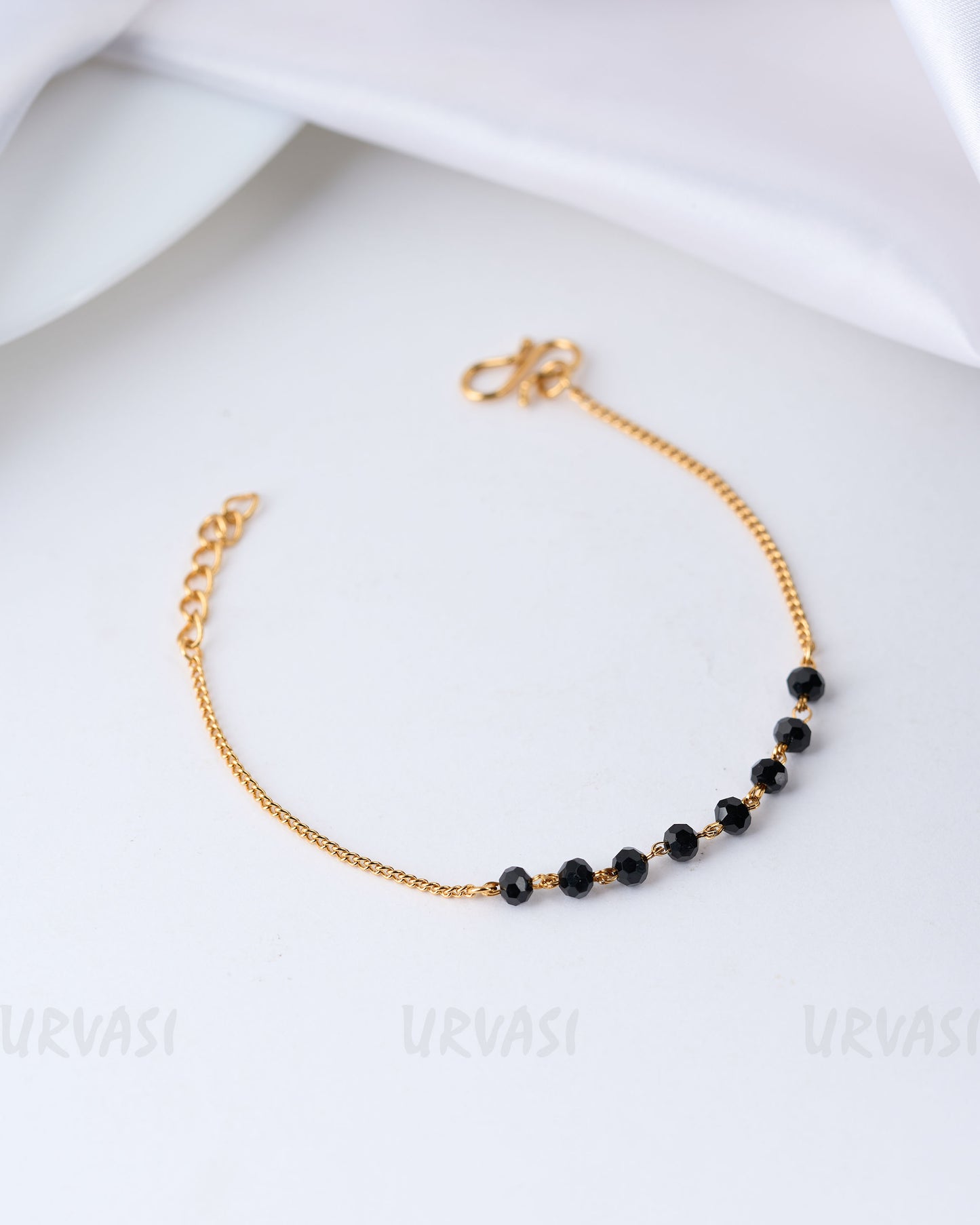 Gold-Toned Black Beaded Bracelet BR 48