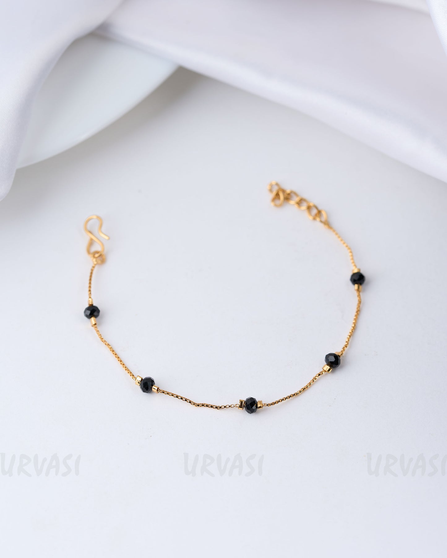 Gold-Toned Black Beaded Bracelet BR 52