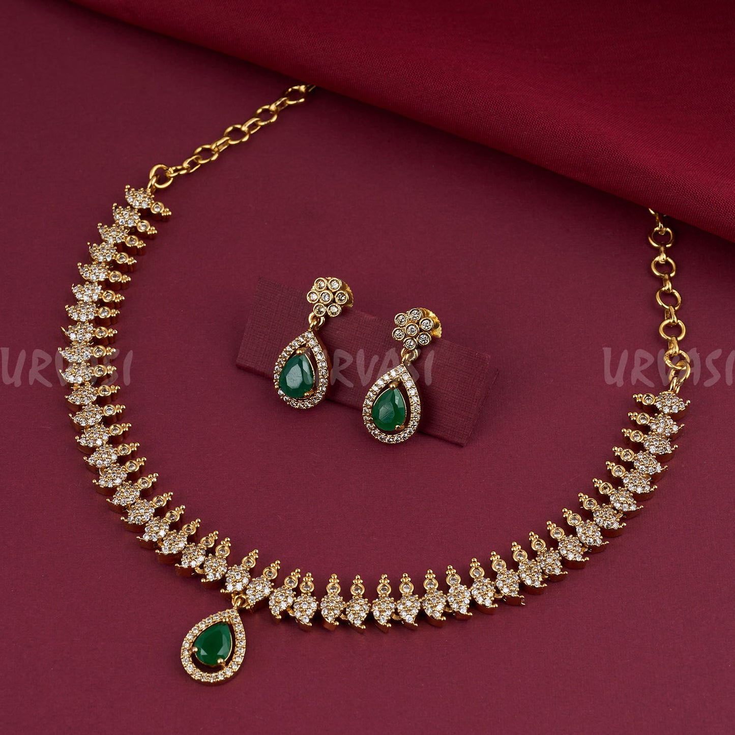 Mehendi Polish Mango AD Stone Necklace 268