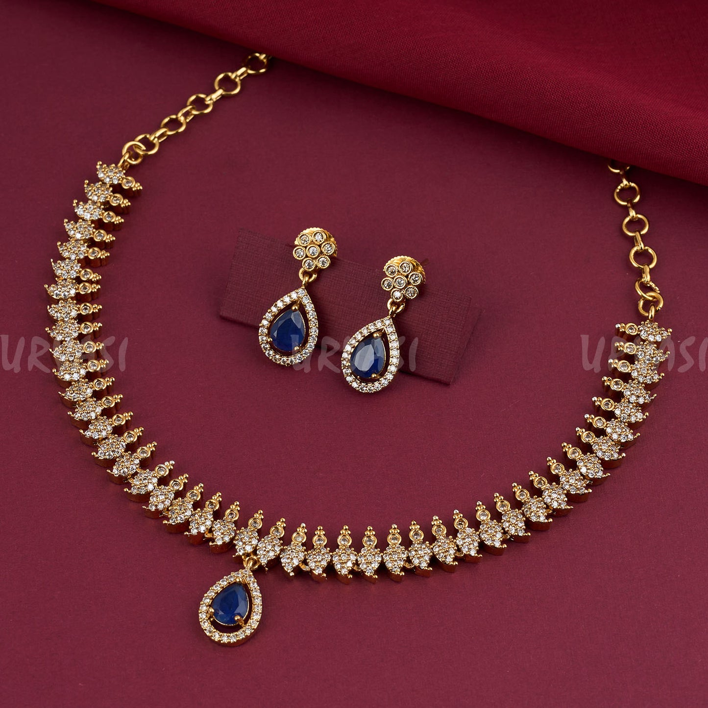 Mehendi Polish Mango AD Stone Necklace 268
