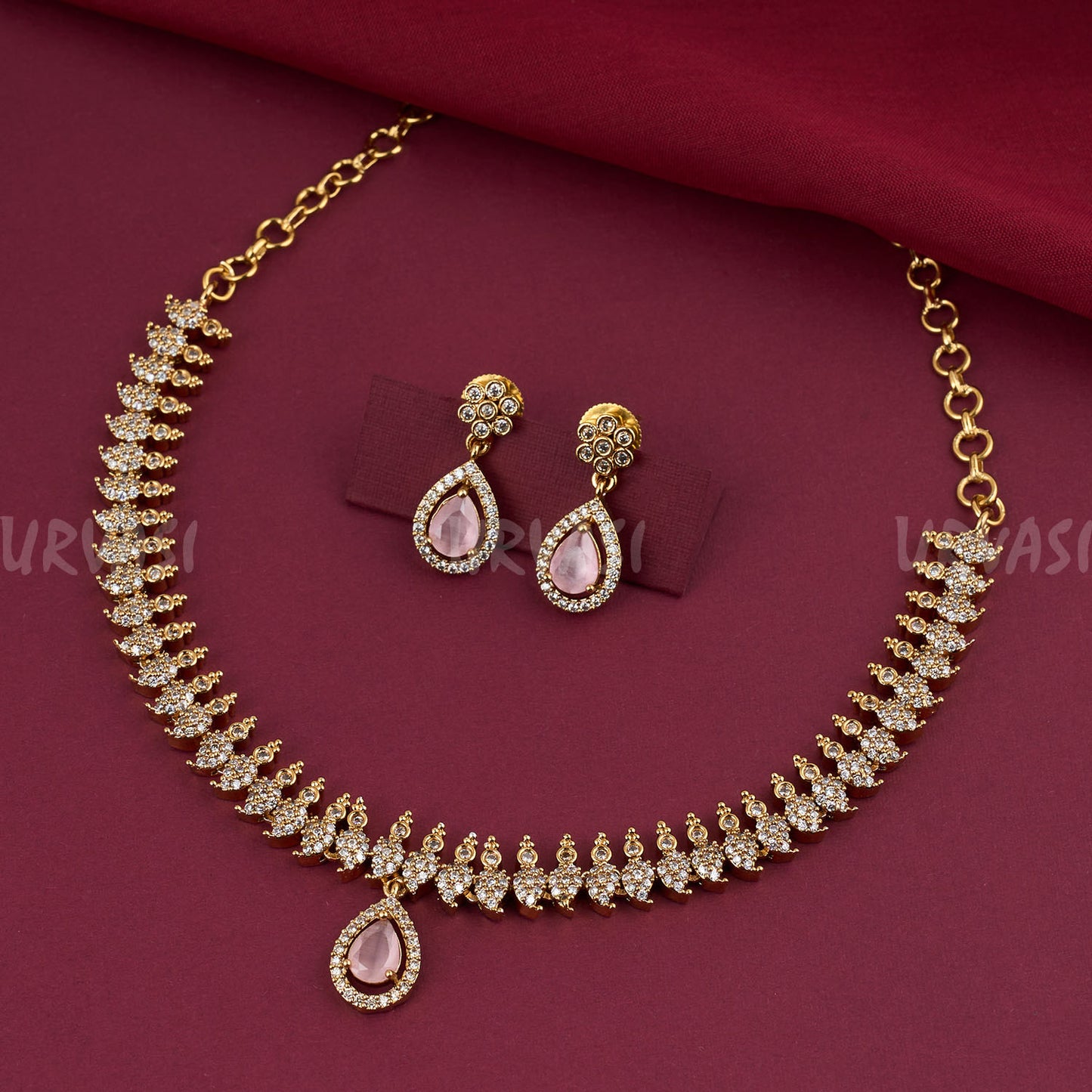 Mehendi Polish Mango AD Stone Necklace 268